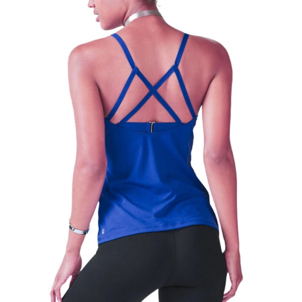 Fabletics Hazel Strappy Active Tank Top in Blue. Size Small